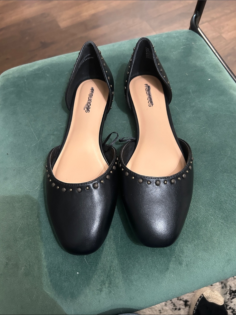 Maurices Black D'Orsay Flats with Bronze Studs